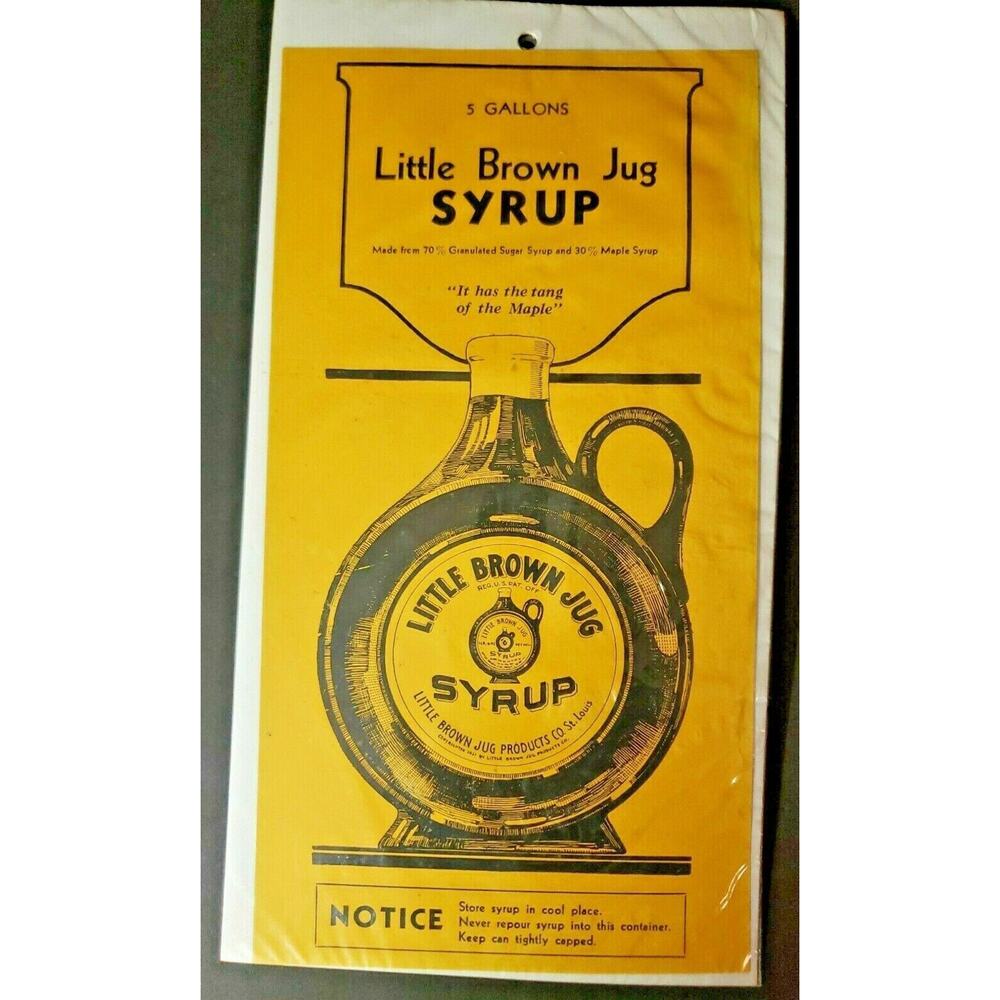 Vintage Littleβ Brown Jug Syrup St Louis Mo 5 Gallon Label Unused NOS B3